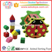 FSC Wood 5 Shape Blocks Toddler Action Animal Sorting Toys